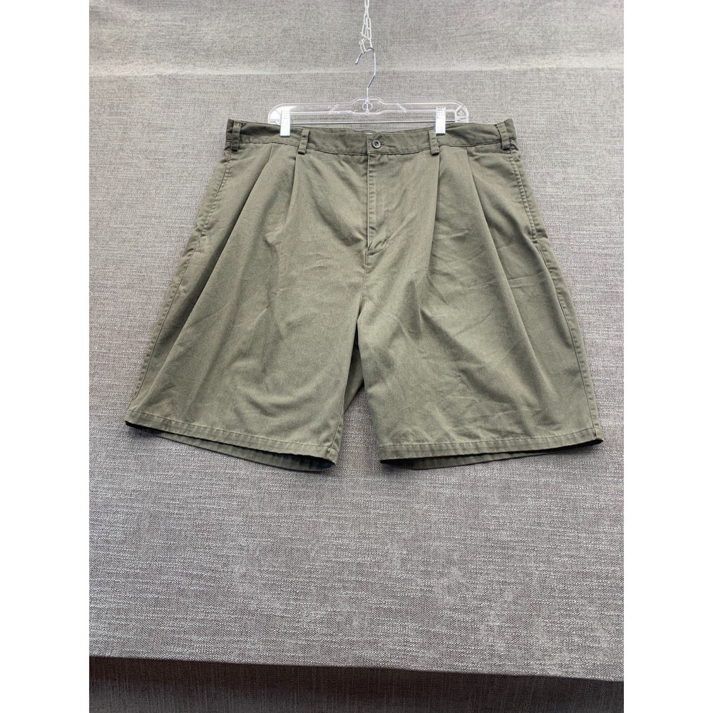 Puritan Chino Shorts Mens 42 Olive Green Pleated Front High Rise‎ Everyday Wear